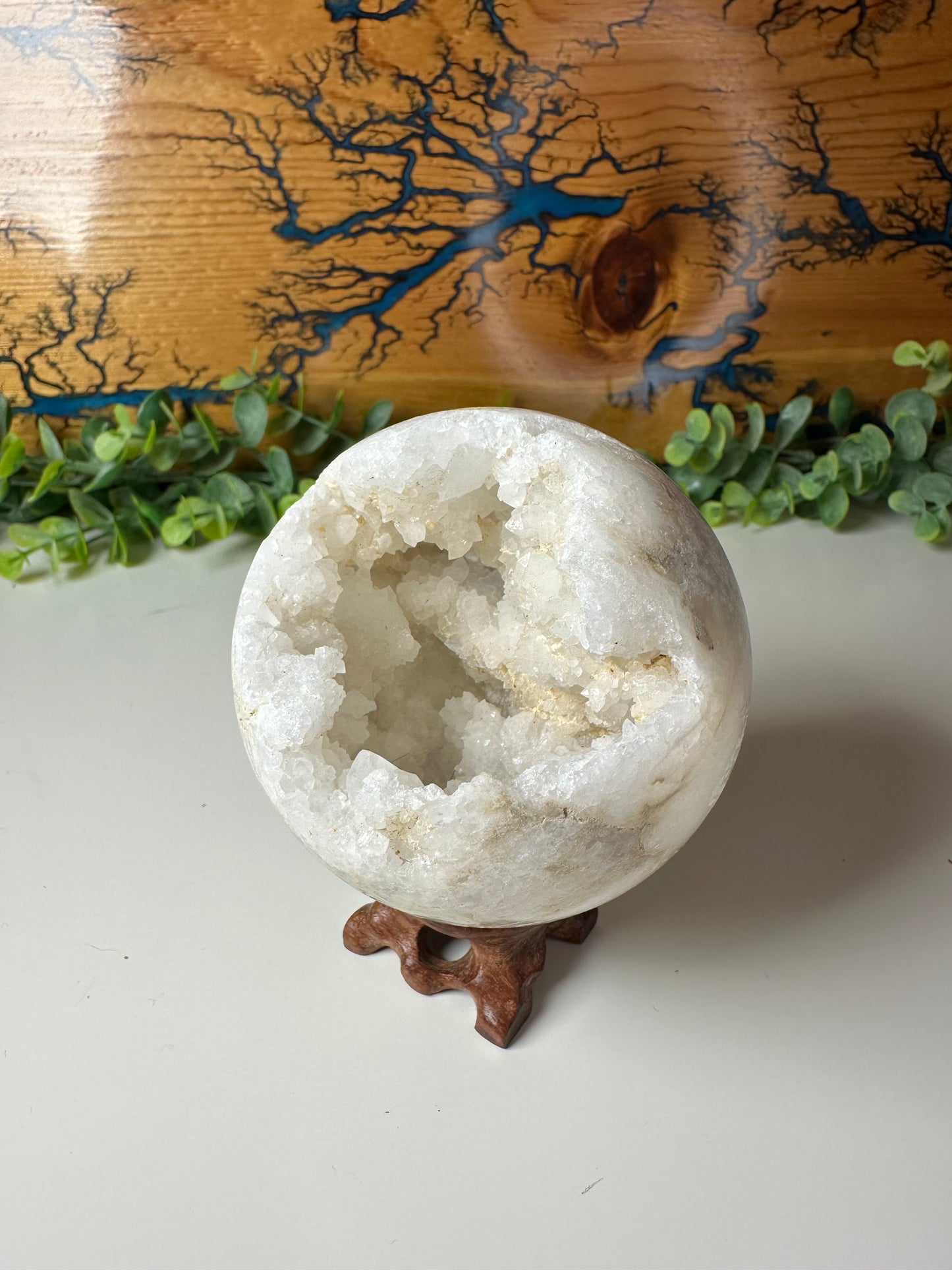 Drusy White Quartz Sphere