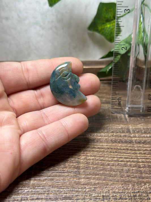 Moss Agate Moon Face